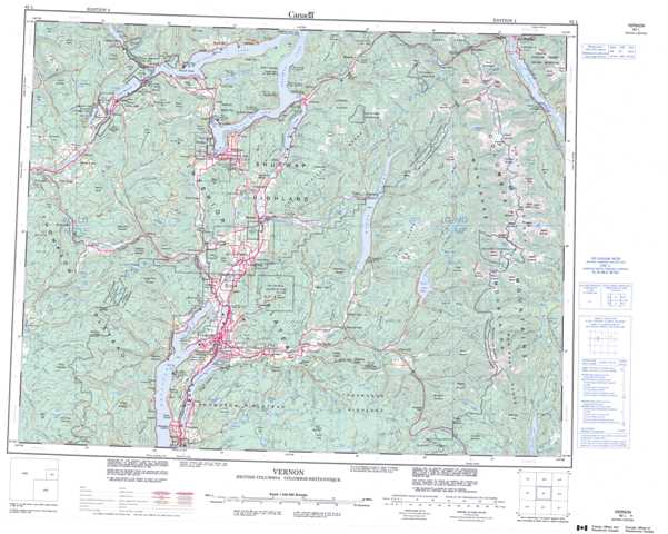 Purchase Vernon Topographic Map 082L at 1:250,000 scale