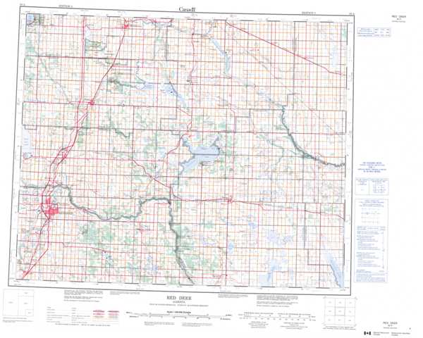 Purchase Red Deer Topographic Map 083A at 1:250,000 scale