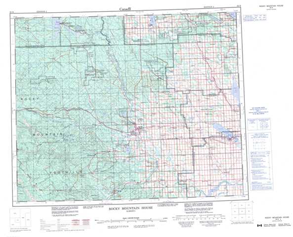 Purchase Rocky Mountain House Topographic Map 083B at 1:250,000 scale