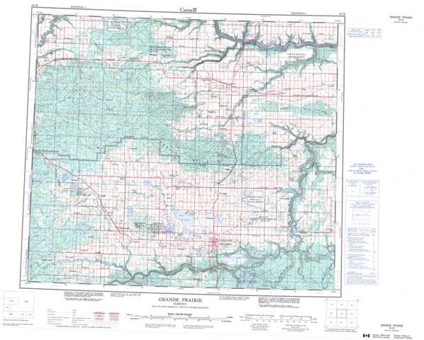 Purchase Grande Prairie Topographic Map 083M at 1:250,000 scale