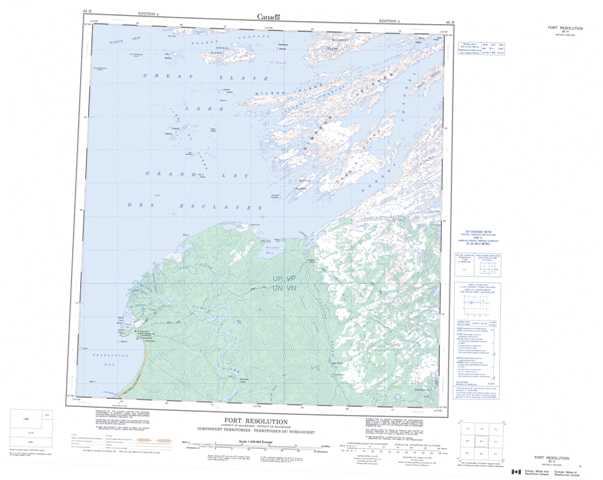 Purchase Fort Resolution Topographic Map 085H at 1:250,000 scale