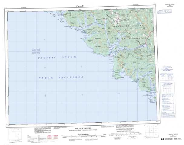 Purchase Nootka Sound Topographic Map 092E at 1:250,000 scale