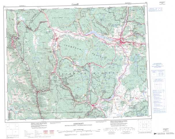 Purchase Ashcroft Topographic Map 092I at 1:250,000 scale