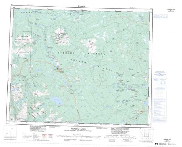 Purchase Anahim Lake Topographic Map 093C at 1:250,000 scale