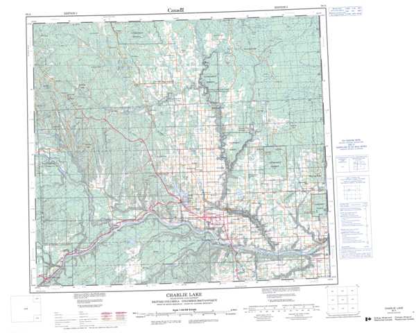 Purchase Charlie Lake Topographic Map 094A at 1:250,000 scale