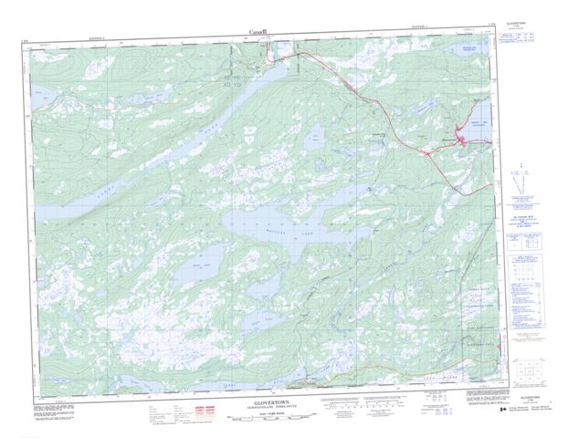 Glovertown Topographic map 002D09 at 1:50,000 Scale
