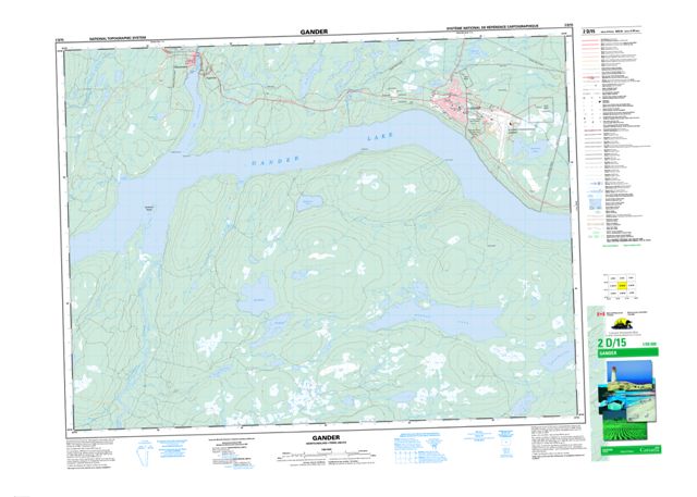 Gander Topographic map 002D15 at 1:50,000 Scale