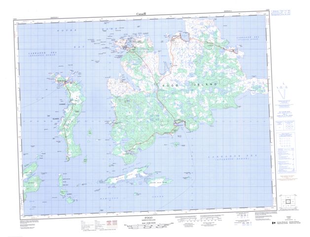 Fogo Topographic map 002E09 at 1:50,000 Scale