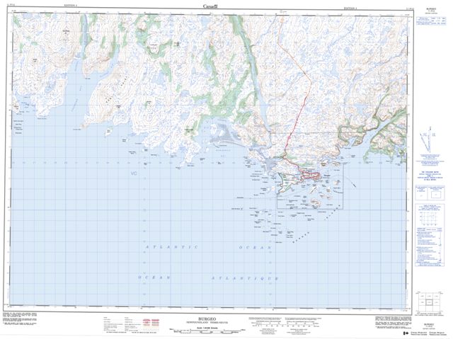 Burgeo Topographic map 011P12 at 1:50,000 Scale