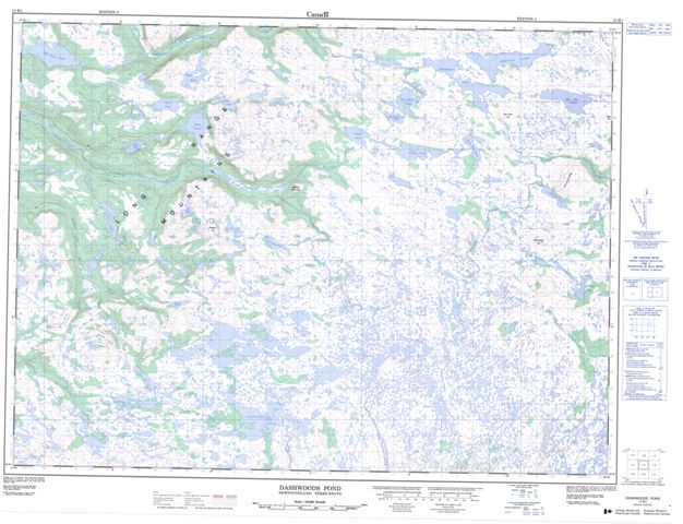 Dashwoods Pond Topographic map 012B01 at 1:50,000 Scale