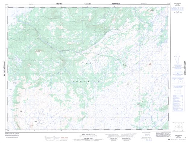 The Topsails Topographic map 012H02 at 1:50,000 Scale