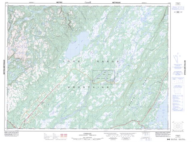 Cormack Topographic map 012H06 at 1:50,000 Scale