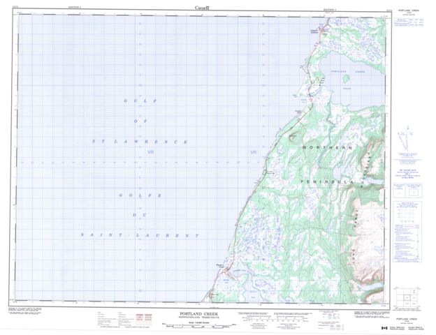 Portland Creek Topographic map 012I04 at 1:50,000 Scale