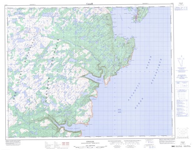 Englee Topographic map 012I09 at 1:50,000 Scale