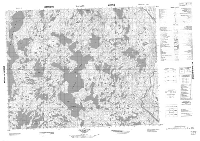 Lac Cauchy Topographic map 012K10 at 1:50,000 Scale