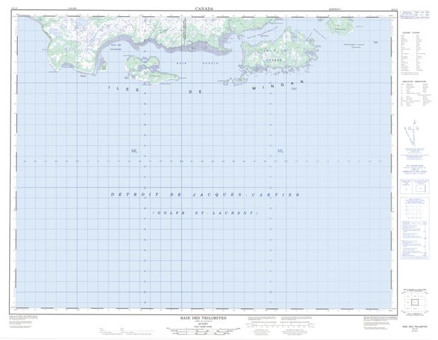 Baie Des Trilobites Topographic map 012L03 at 1:50,000 Scale