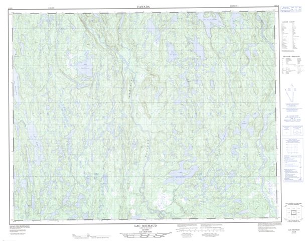Lac Michaud Topographic map 012L09 at 1:50,000 Scale