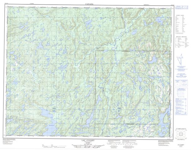 Lac Cugnet Topographic map 012L12 at 1:50,000 Scale