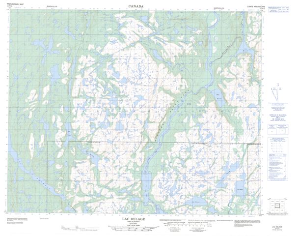 Lac Delage Topographic map 012P12 at 1:50,000 Scale