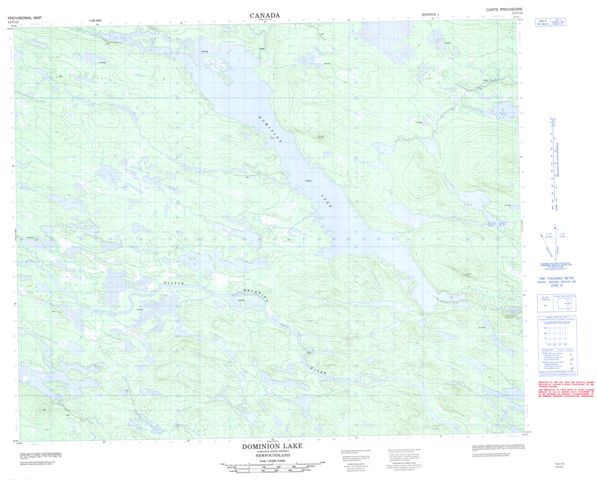 Dominion Lake Topographic map 013C12 at 1:50,000 Scale