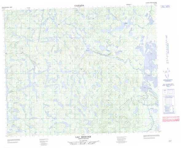 Lac Mercier Topographic map 013C15 at 1:50,000 Scale