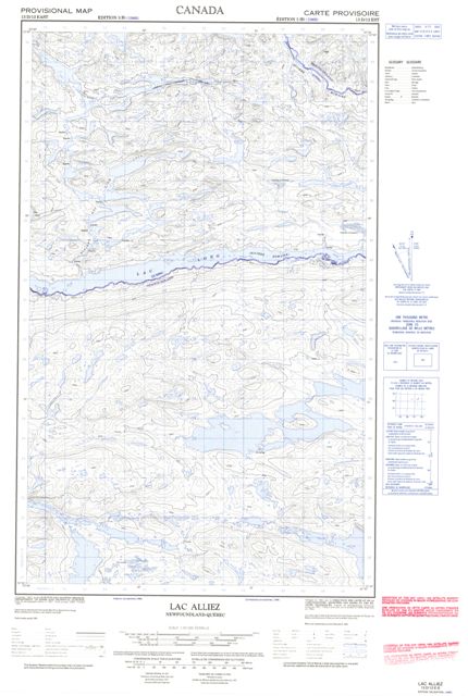 Lac Alliez Topographic map 013D12E at 1:50,000 Scale