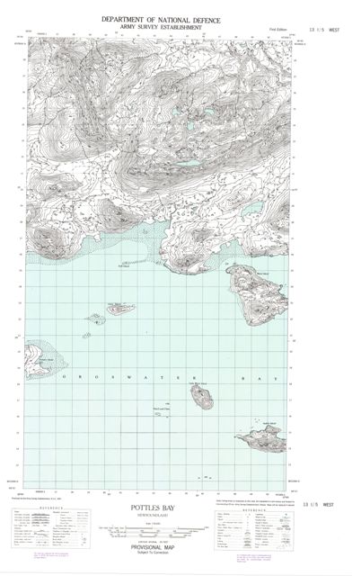 Pottles Bay Topographic map 013I05W at 1:50,000 Scale