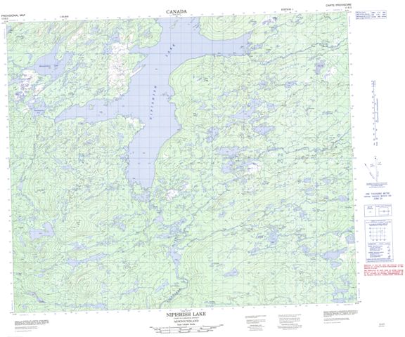 Nipishish Lake Topographic map 013K02 at 1:50,000 Scale