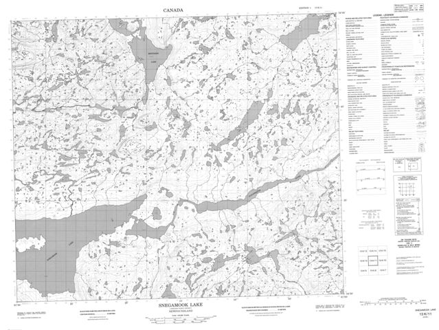Snegamook Lake Topographic map 013K11 at 1:50,000 Scale
