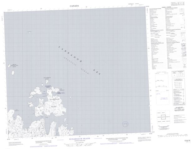 Nunaksaluk Island Topographic map 013N16 at 1:50,000 Scale