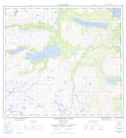 Umiakovik Lake Topographic map 014E07 at 1:50,000 Scale