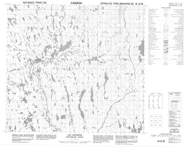 Lac Courdon Topographic map 014E12 at 1:50,000 Scale