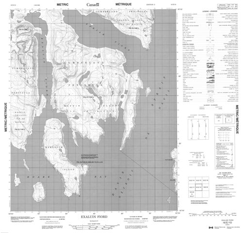 Exaluin Fiord Topographic map 016E10 at 1:50,000 Scale