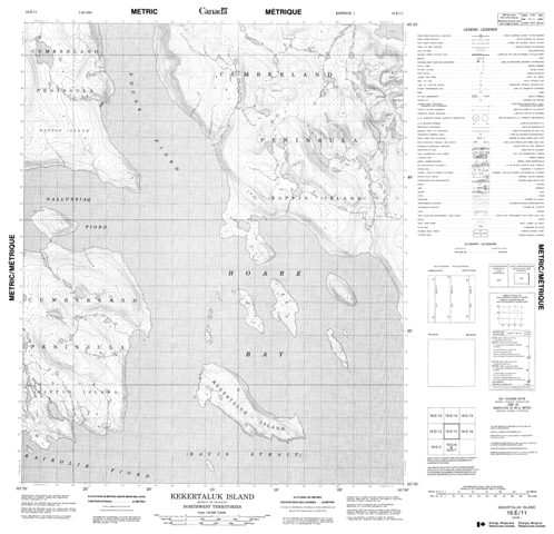 Kekertaluk Island Topographic map 016E11 at 1:50,000 Scale