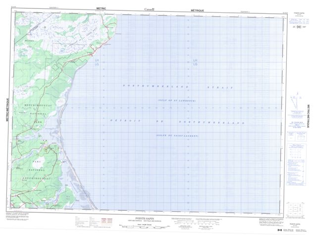 Pointe-Sapin Topographic map 021I15 at 1:50,000 Scale