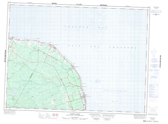 Pointe Verte Topographic map 021P13 at 1:50,000 Scale