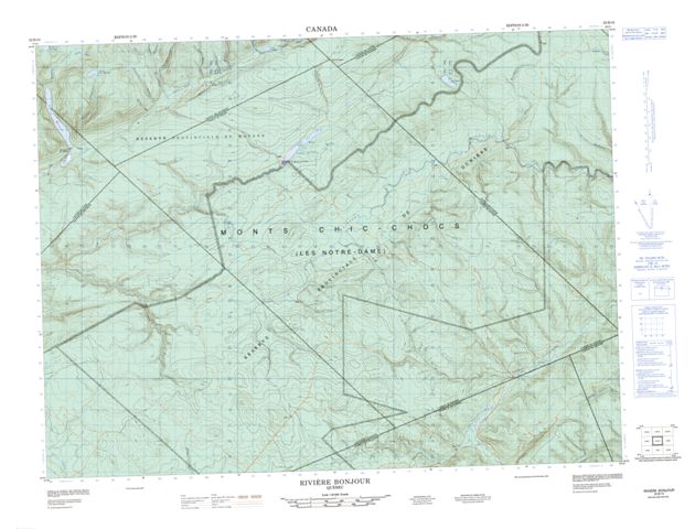 Riviere Bonjour Topographic map 022B10 at 1:50,000 Scale