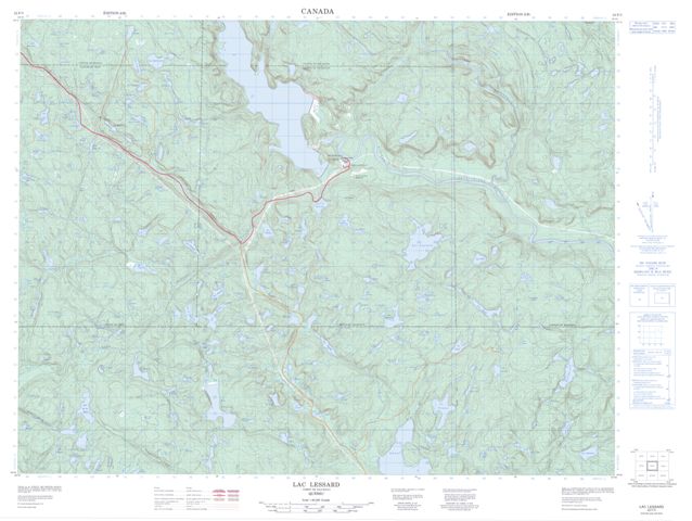 Lac Lessard Topographic map 022F03 at 1:50,000 Scale