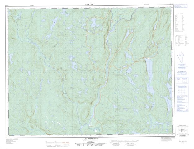 Lac Amariton Topographic map 022F16 at 1:50,000 Scale