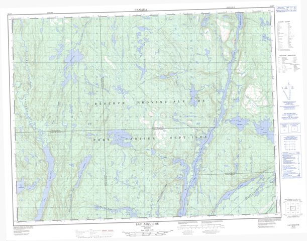 Lac Asquiche Topographic map 022J07 at 1:50,000 Scale