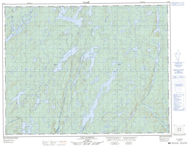 Lac Clairval Topographic map 022K08 at 1:50,000 Scale