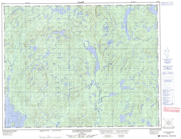 Lac Mistachagagane Topographic map 022K16 at 1:50,000 Scale