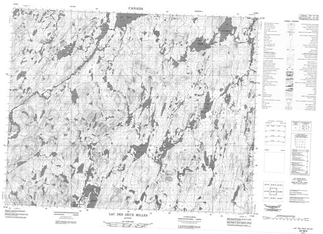 Lac Des Deux Milles Topographic map 022M05 at 1:50,000 Scale