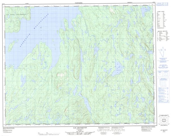 Lac Mathevet Topographic map 022N01 at 1:50,000 Scale