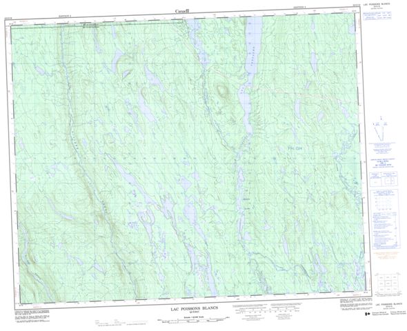 Lac Poissons Blancs Topographic map 022O16 at 1:50,000 Scale