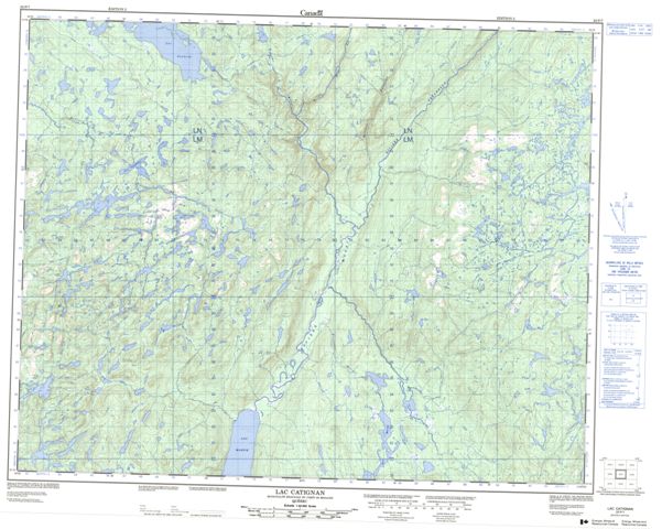 Lac Catignan Topographic map 022P07 at 1:50,000 Scale
