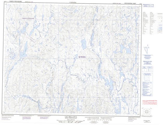 Lac Bellanca Topographic map 022P09 at 1:50,000 Scale