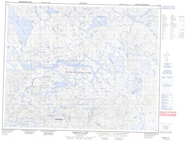 Domagaya Lake Topographic map 022P15 at 1:50,000 Scale