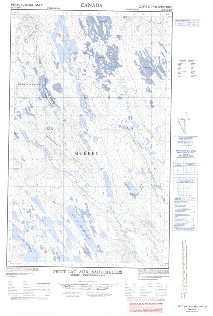 Petit Lac Aux Sauterelles Topographic map 023A01E at 1:50,000 Scale