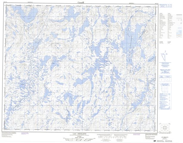 Lac Desilets Topographic map 023C13 at 1:50,000 Scale